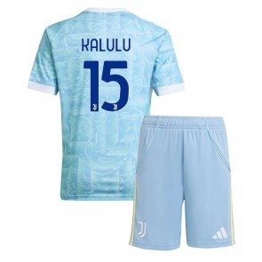 Juventus Pierre Kalulu #15 Vieraspaita Lapsille 2025-26 Lyhythihainen (+ shortsit)